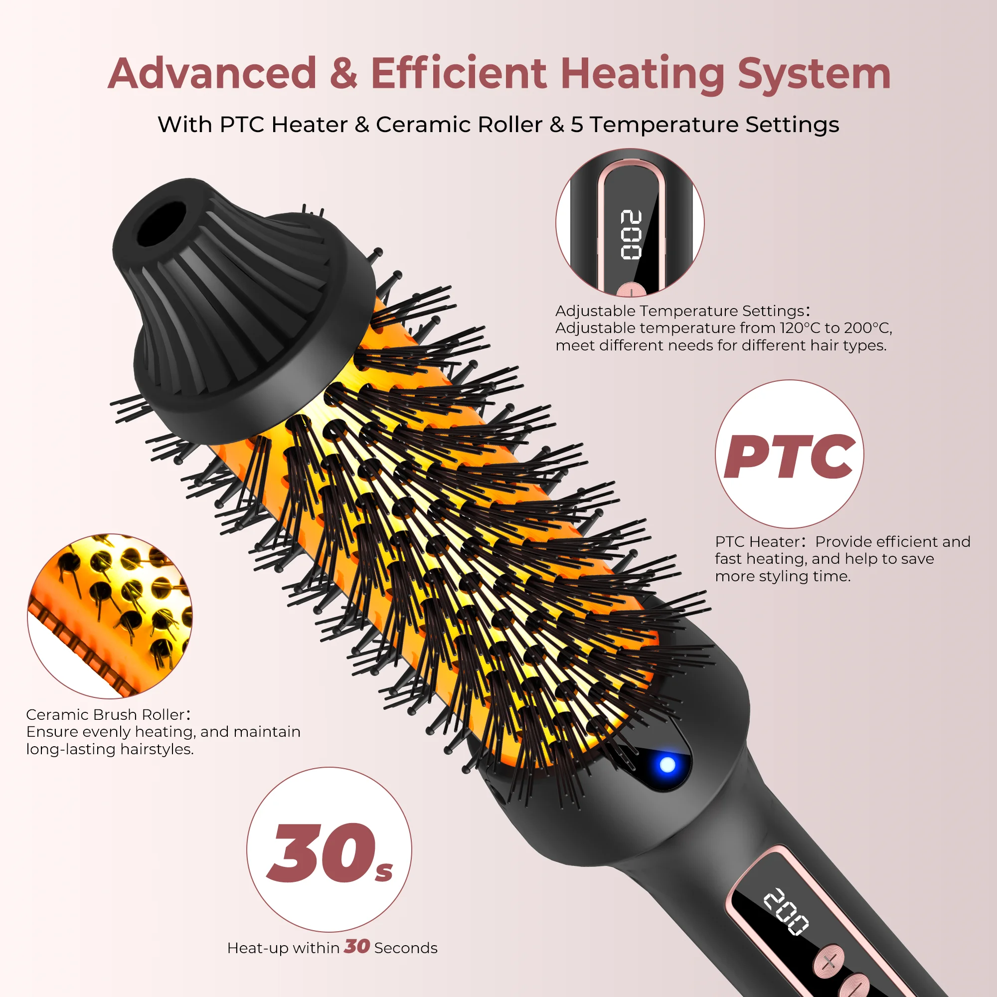 3 in1 Thermal Brush Ionic Heat - огляд і ціна Ceramic Heat Emitter