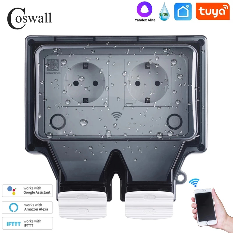 Coswall Tuya Wifi Yandex Alice - огляд і ціна Timer Dual Outlet
