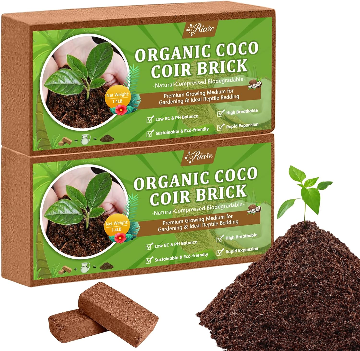 2pcs Organic Coco Coir Bricks  - огляд і ціна Substrate Coconut Fiber
