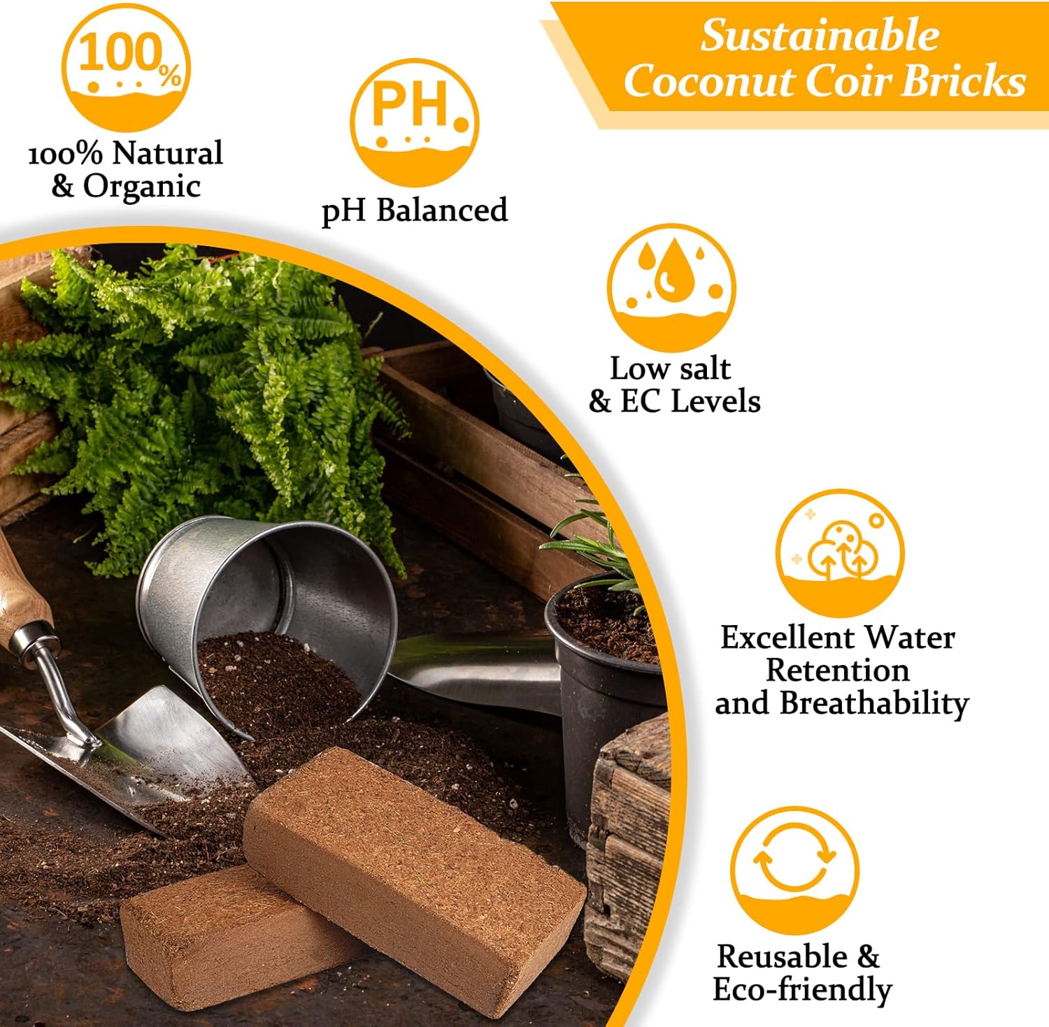 2pcs Organic Coco Coir Bricks  - огляд і ціна Substrate Coconut Fiber