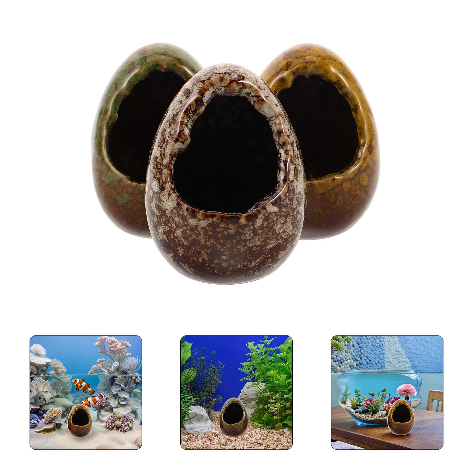 3 Pcs Fish Shelter Aquarium Hi - огляд і ціна Hide Cave Ceramic